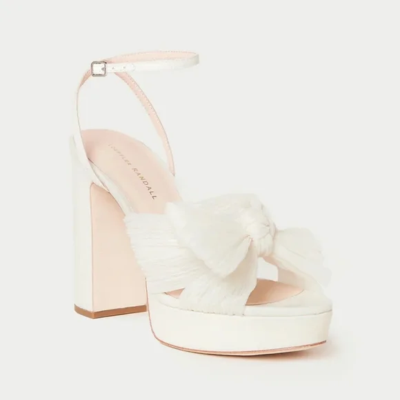 NWT Loeffler Randall Natalia Bow Platform Heels in Pearl Sz. 11